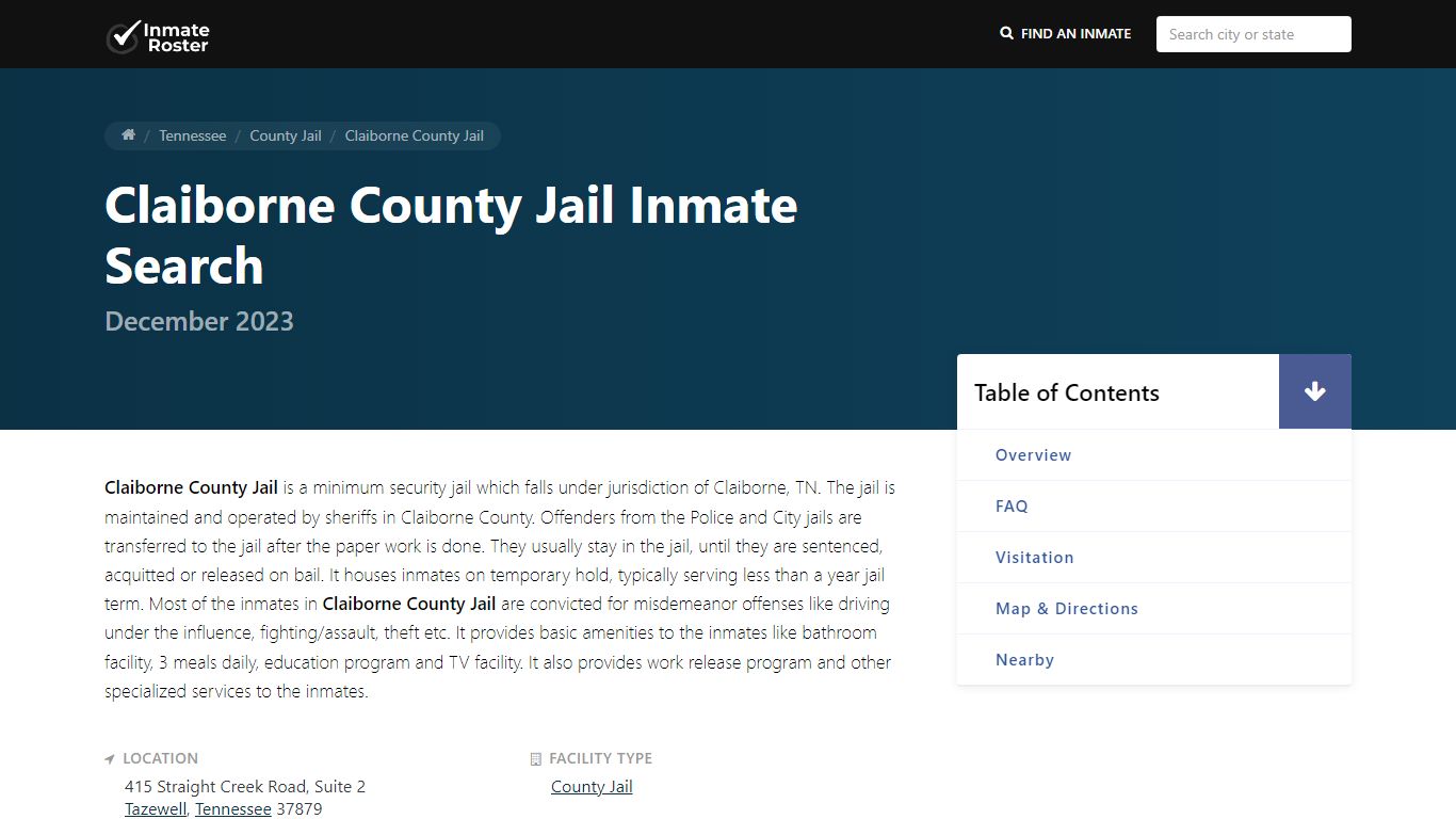 Inmate Search | Claiborne County Jail - Tazewell, TN